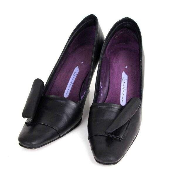 VTG Lisa Nadin BLACK GENUINE LEATHER 2.5" HEEL POINTED TOE CLASSIC SHOES Sz 36/6 - Picture 2 of 13